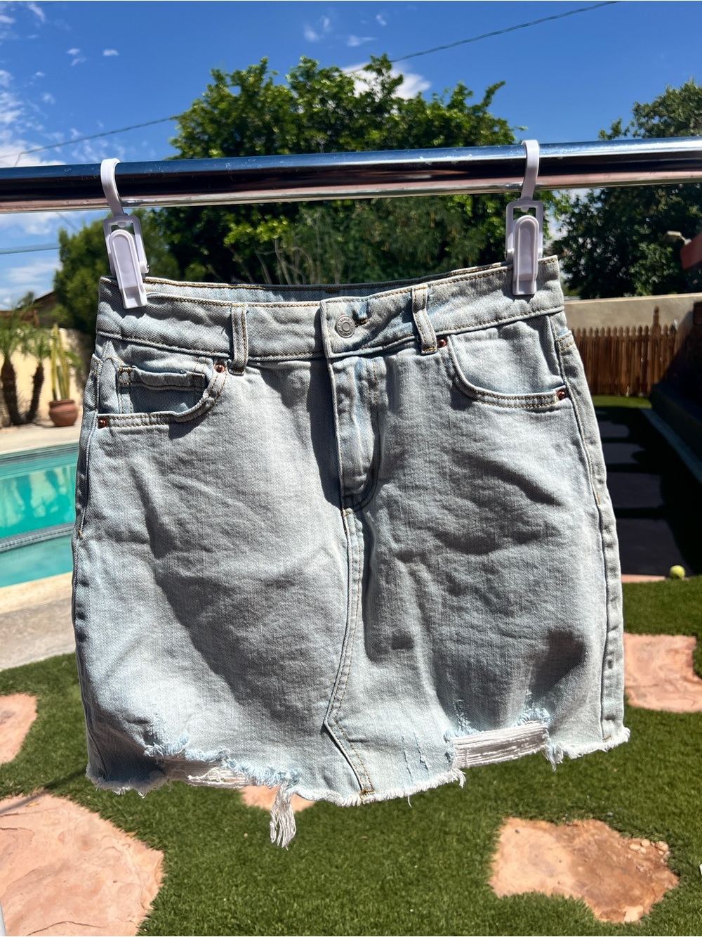 wild fable Light Blue Distressed Denim Mini Skirt